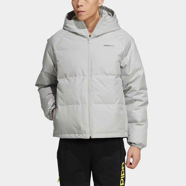 adidas neo M Down Jacket Sports hooded down Jacket Metallic Gray GP5918