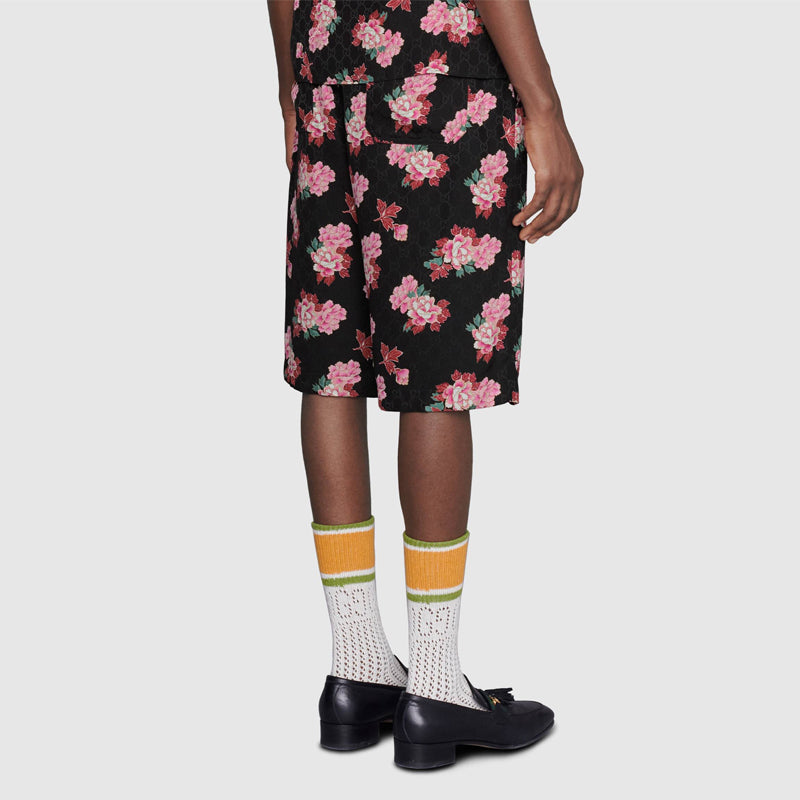Gucci Peony Print Silk Shorts For Men Suit 624399-ZAEP6-1187