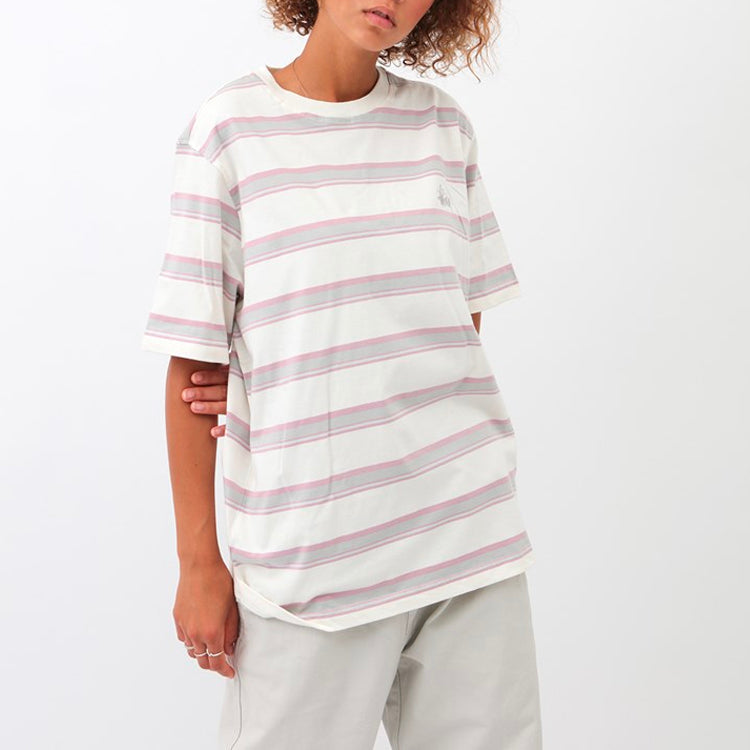 Men's Stussy Harbour Stripe Tee Round Neck Short Sleeve White 1140200