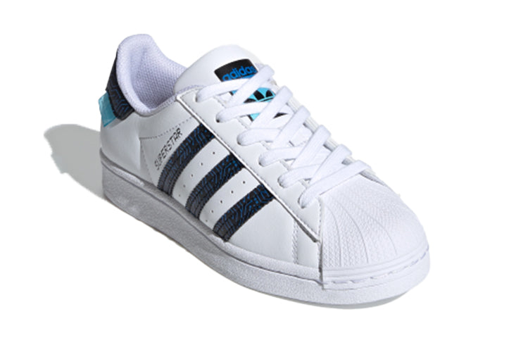 (GS) adidas originals Superstar J 'White Black Blue' FY1552