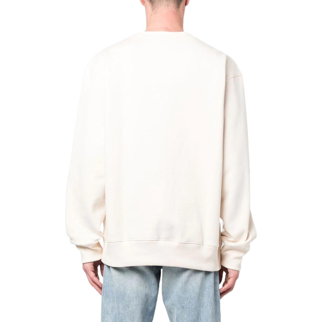 Men's adidas originals Solid Color Round Neck Pullover Hoodless Beige HK0305