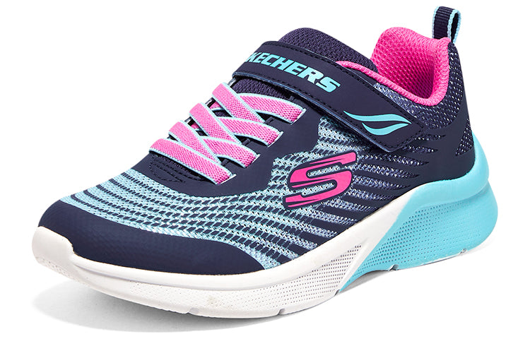 (GS) Skechers Microspec Rejoice Racer Athletic Sneakers 'Black Blue Pink' 302349L-NVMT