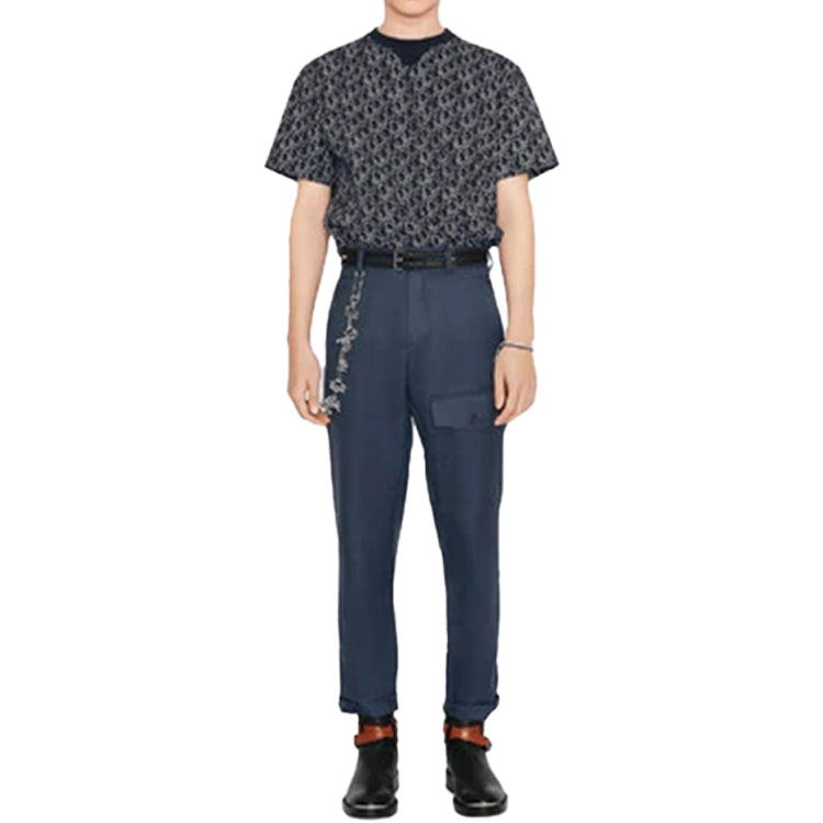 DIOR Logo Bead Effect Short Sleeve For Men Navy 043J625C0674-C588