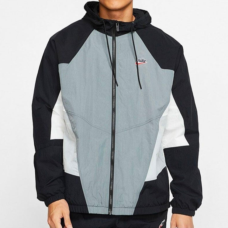 Nike Patchwork Contrast Windproof Woven Hooded Jacket For Men Grey Gray DB5172-084