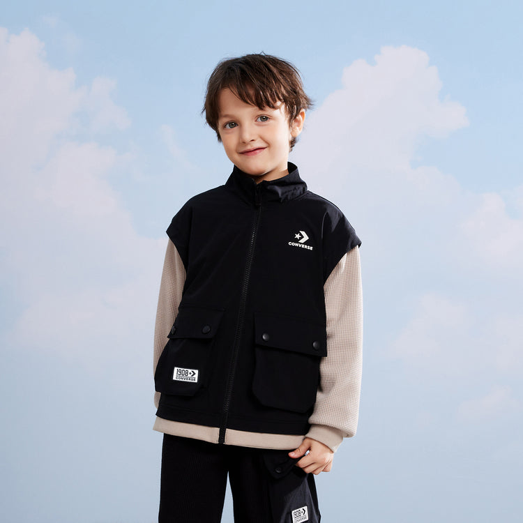 (GS) Converse Full Zip Jacket Asia Sizing 'Black White' CV2312029GS-001