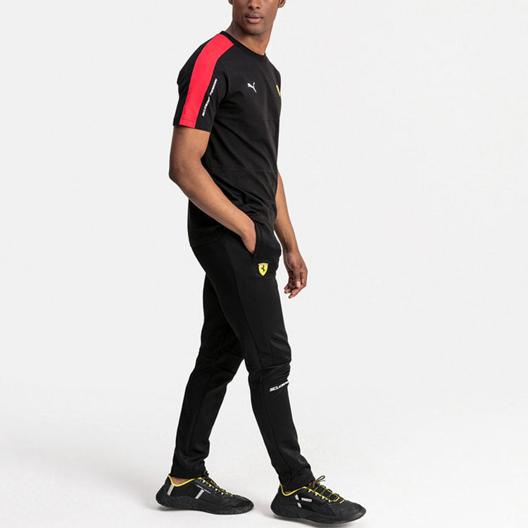 PUMA Ferrari Series Athleisure Casual Sports Splicing Round Neck Short Sleeve Black 595427-02