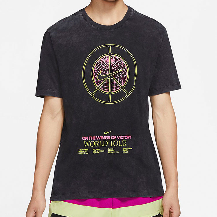 Nike Sportswear World Tour Washed Printing Round Neck Black CW0407-010