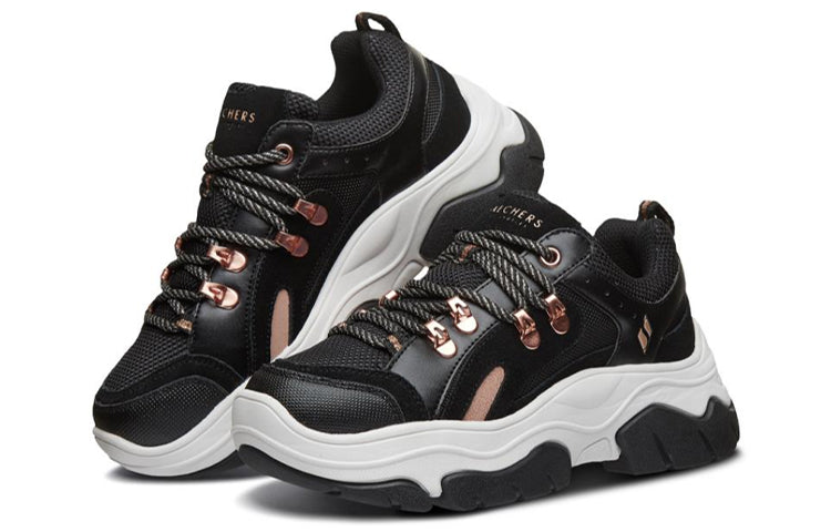 (WMNS) Skechers Black Jack Sports Shoes Black/White/Gold 74238-BKRG