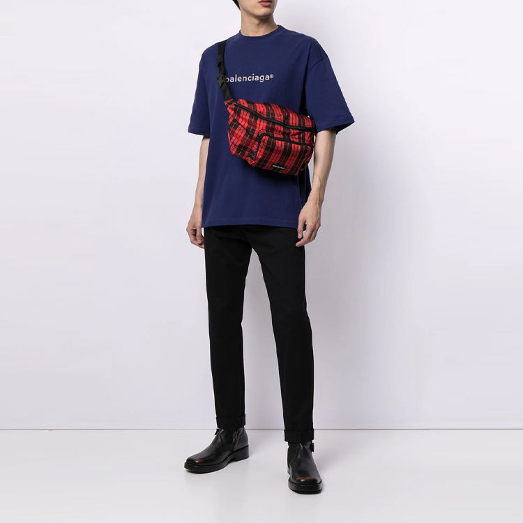 Men's Balenciaga SS21 Logo Printing Alphabet Short Sleeve Blue 612966TIV545400
