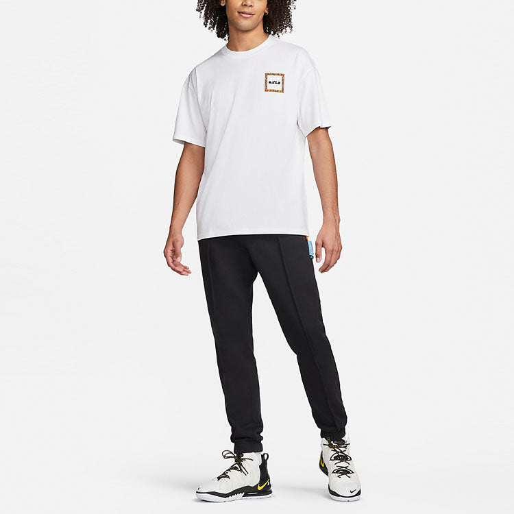 Nike Back Stripe Pattern Printing Basketball Round Neck Casual Short Sleeve White DQ1882-100