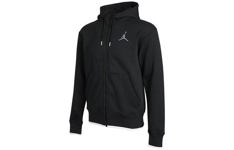 Air Jordan MENS Logo Print Fleeced Sports Hooded Jacket Black CV2356-010