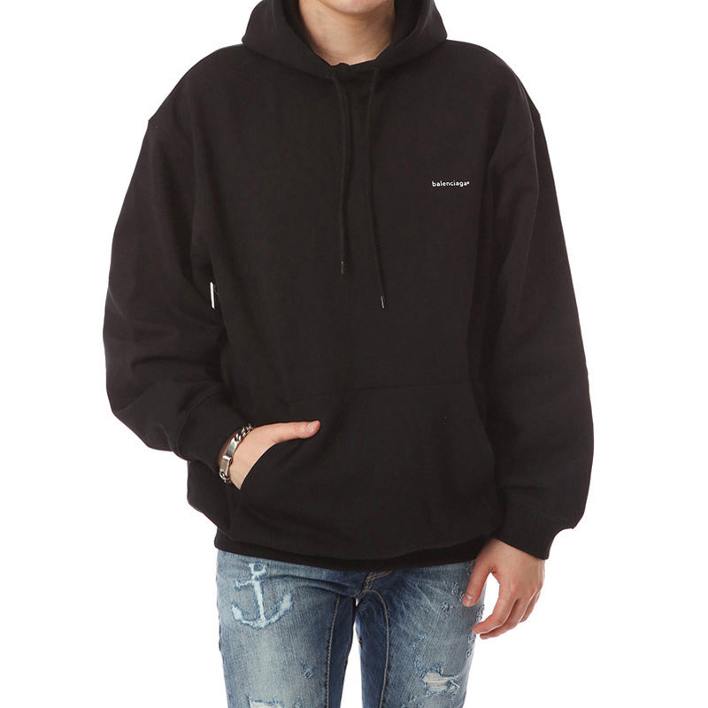 (WMNS) Balenciaga Dropped Shoulder Sleeves Alphabet Hoodie Black 570798TYK271000