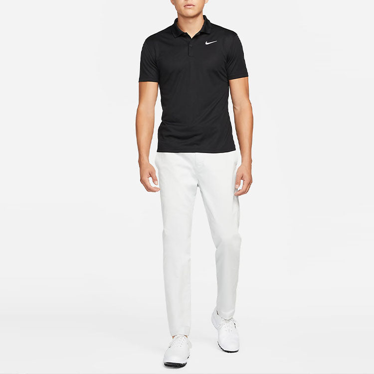 Nike Casual Breathable Solid Color Golf Short Sleeve Polo Shirt Black DH0827-010