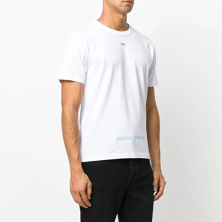 Men's Off-White Printing White T-Shirt OMAA014F171850470188