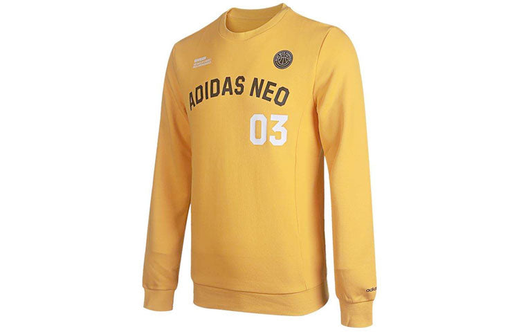 adidas neo M Cs Vrsty Sw Logo Printing Knit Sports Round Neck Pullover Yellow GJ8949