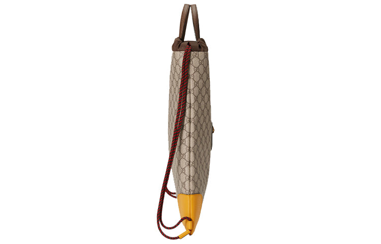 Gucci Neo Vintage Metallic Tiger Head Logo Canvas Drawstring schoolbag Backpack Unisex / / Brown / Yellow 473872-K9RKT-8858