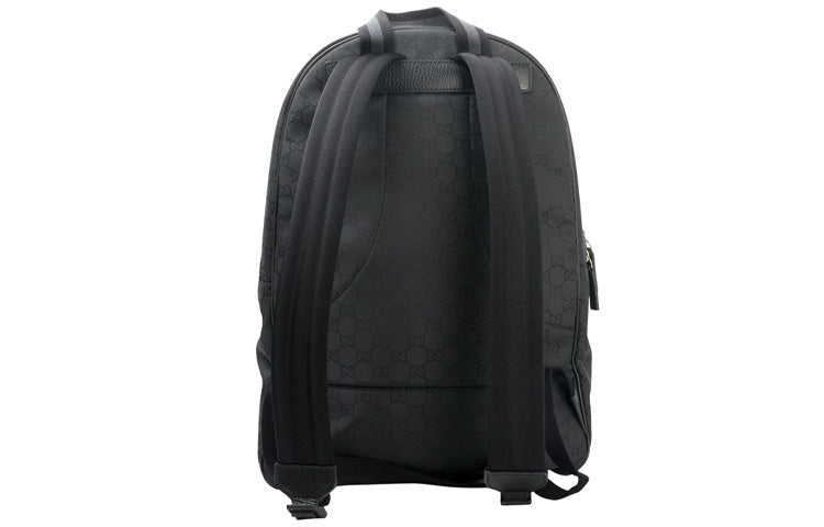 Men's Gucci Logo Leather Logo Nylon Large Capacity schoolbag Backpack Black 449181-G1XYN-8615