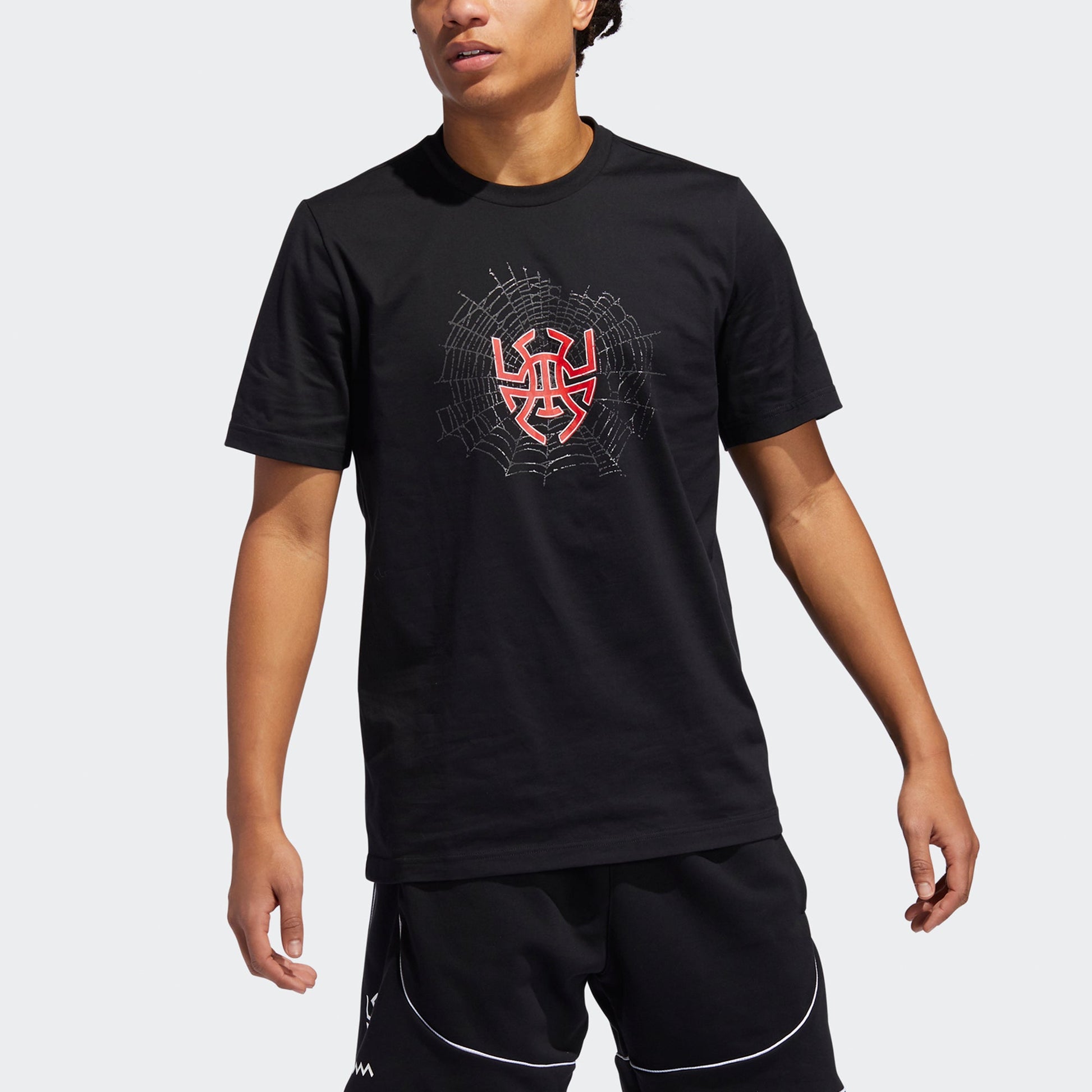 adidas Donovan Logo Basketball Sports Round Neck Short Sleeve Black GE4126