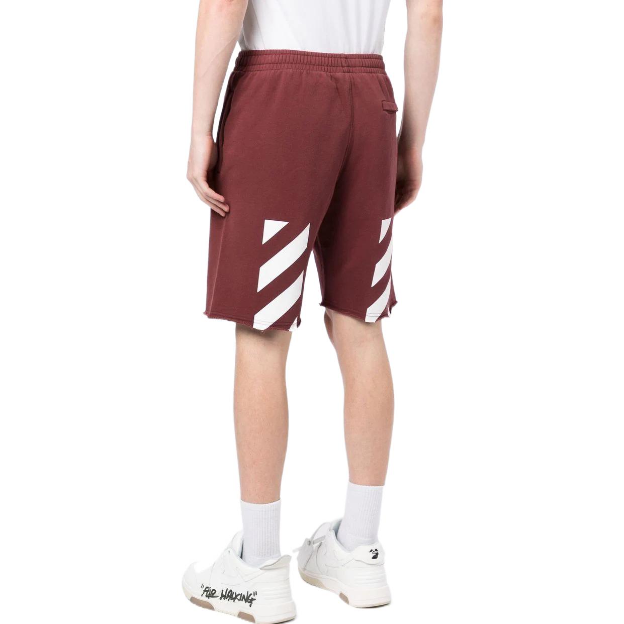 Men's Off-White FW22 Stripe Logo Printing Sports Shorts Version Red OMCI006F22FLE0011280