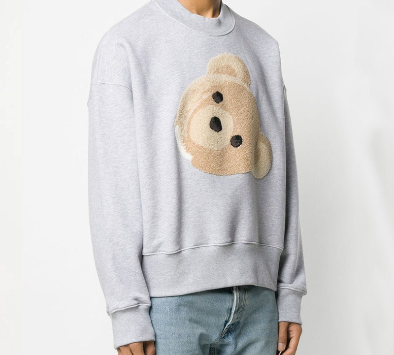 Men's PALM ANGELS Teddy Bear Patch Sweatshirt Printing Long Sleeves Gray PMBA026R206310310788