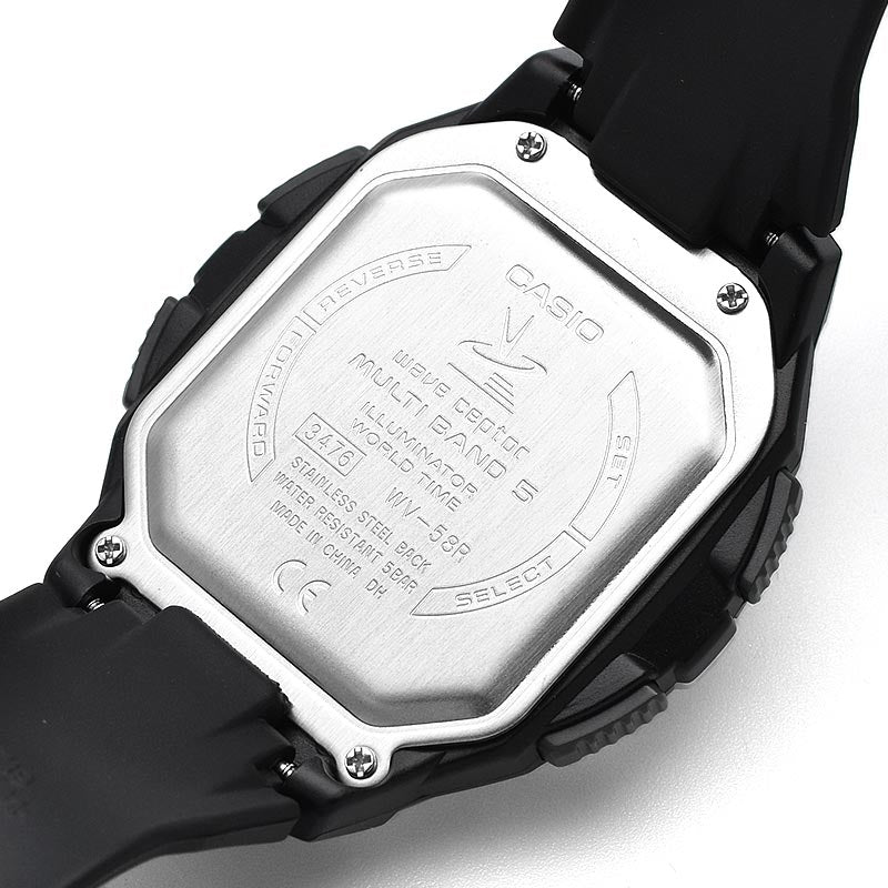 Men's CASIO Fashion Casual Stainless Steel Strap Quartz Stopwatch Business Watch Mens Black Digital WV-58R-1AJF