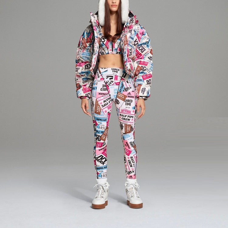 adidas originals x Ivy Park Letters Printed Sports Hooded Down Jacket Unisex Floral H18992