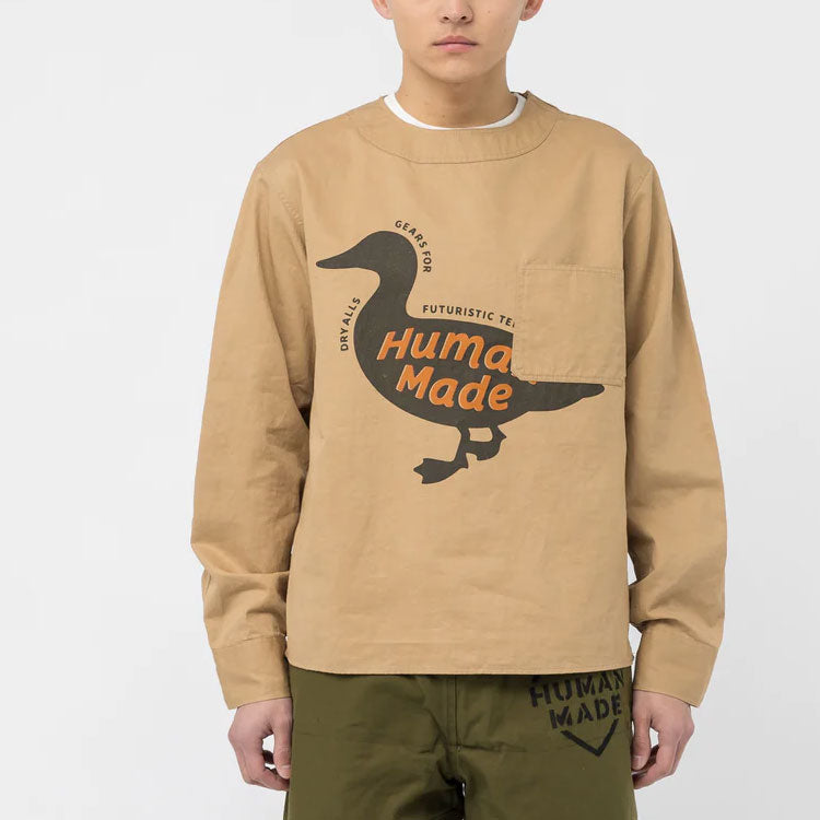 HUMAN MADE Pullover Long Sleeve Shirt 'Beige' HM25SH004