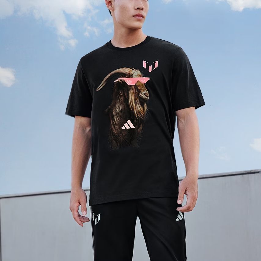 adidas X Messi GOAT Graphic SS T-Shirts Asia Sizing 'Black' JD7127