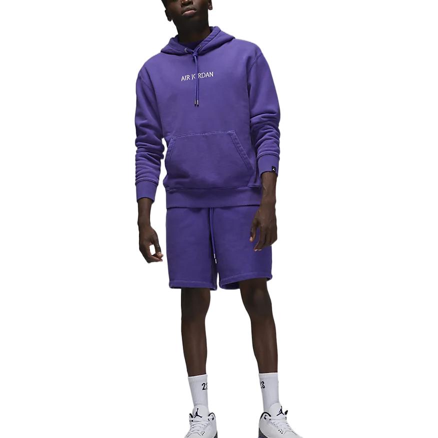 Air Jordan Solid Color Alphabet Embroidered Hoodie Men's Purple DV6463-514