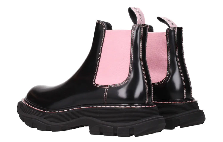 (WMNS) Alexander Mcqueen Ankle Leather Boots 'Black Pink' 641837WHZ8H1339