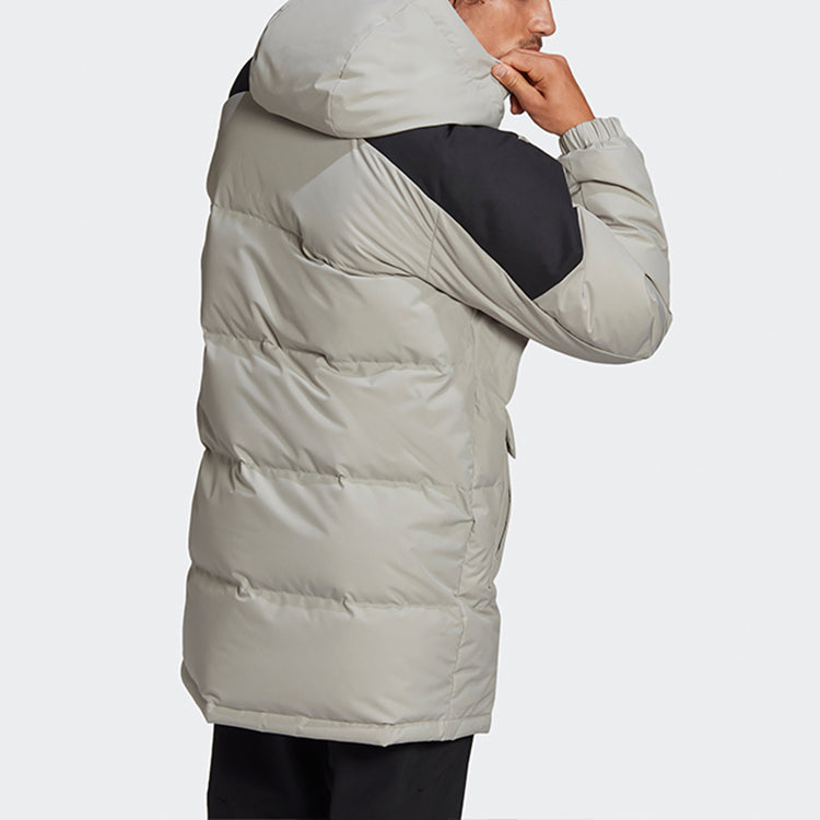 adidas terrex Colorblock Outdoor mid-length hooded down Jacket Couple Style Gray GL7413