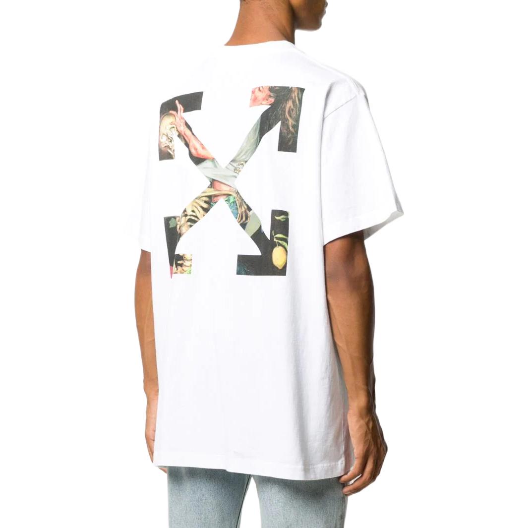 Men's Off-White SS22 Arrow Printing Loose Short Sleeve White T-Shirt OMAA038F20FAB0020110WHITE