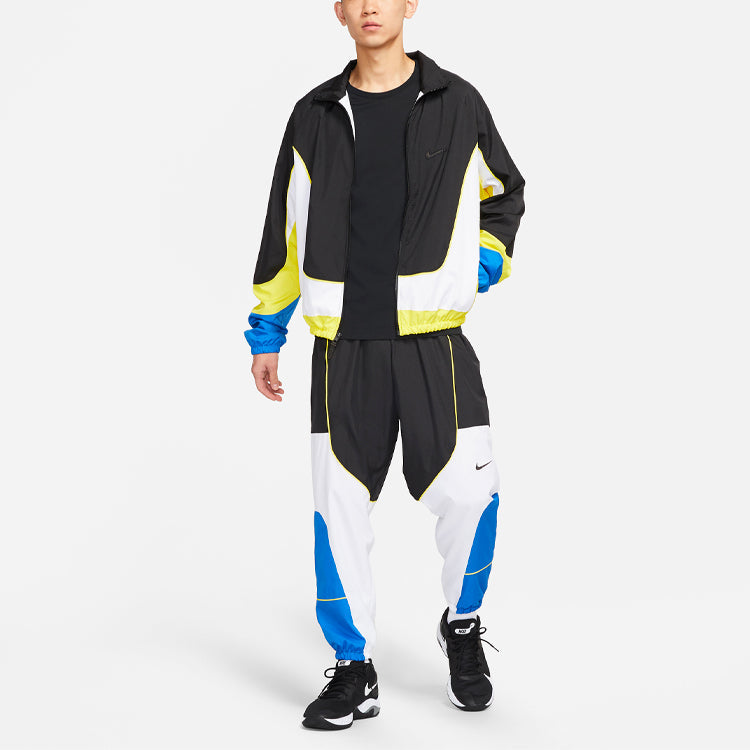 Nike Throwback Colorblock Woven Sports Basketball Jacket Black CV1932-013