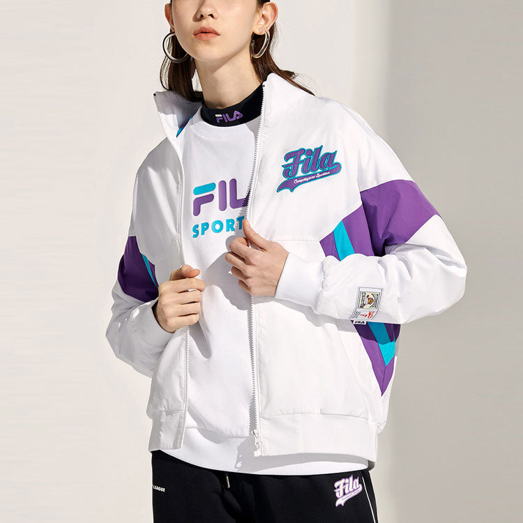 Fila FUSION Splicing Contrasting Colors Woven Stand Collar Jacket White T11W112707F-WT