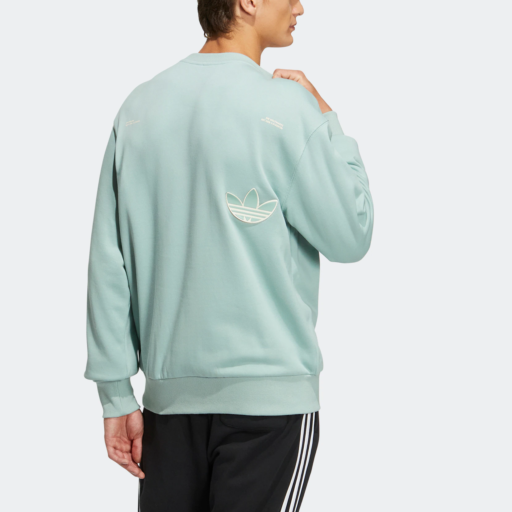 adidas originals Adicolor Crew Chest Printing Round Neck Pullover Long Sleeves Blue HS1996