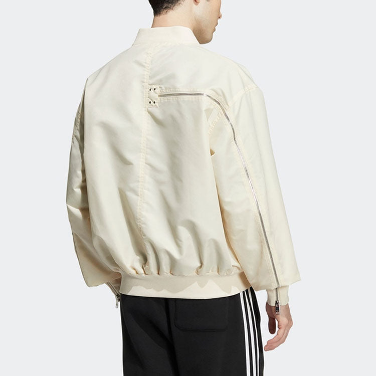 adidas originals Zipper Jkt Solid Color Casual Sports Jacket Beige HL6493