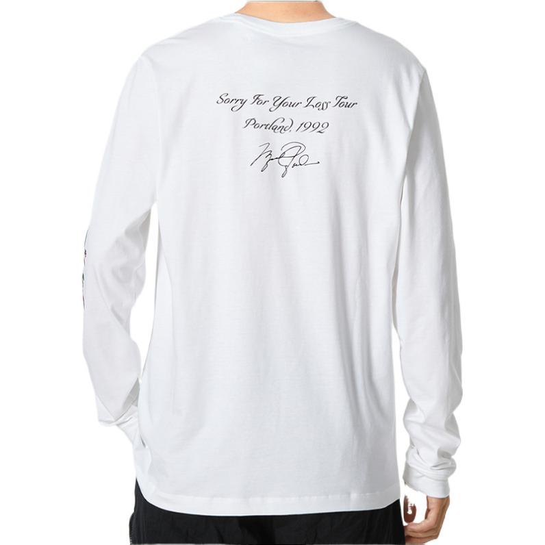 Men's Nike Sleeve Side Flowers Logo Printing Round Neck Long Sleeves White DQ7387-100