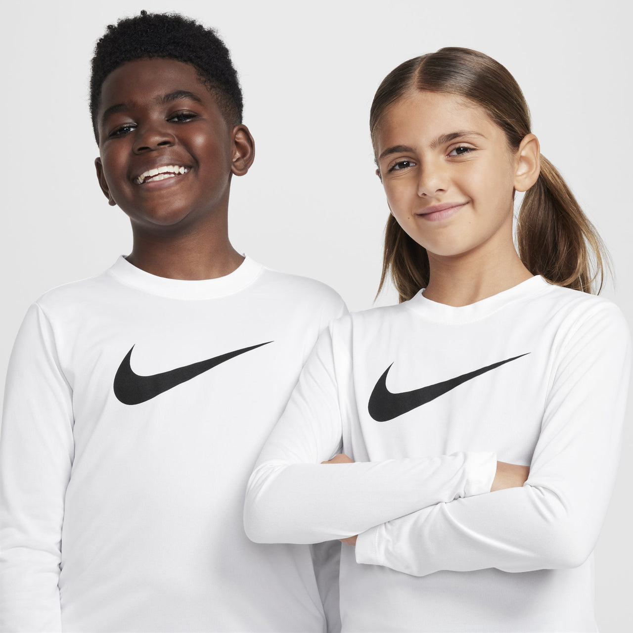 (GS) Nike Legend Dri-FIT Long-Sleeve T-Shirt 'White Black' FZ5192-100