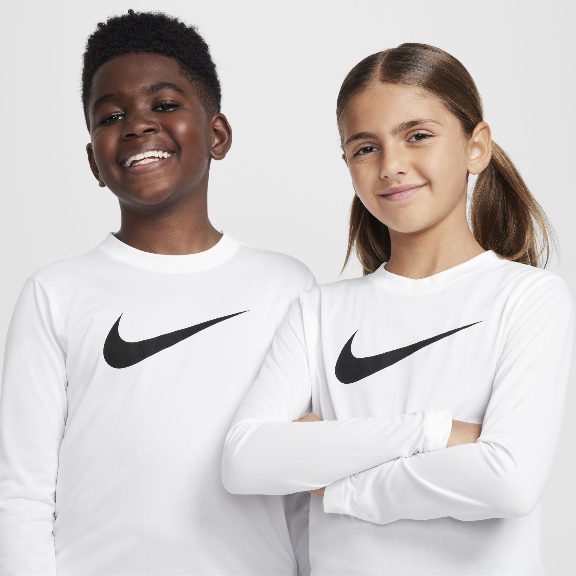(GS) Nike Legend Dri-FIT Long-Sleeve T-Shirt 'White Black' FZ5192-100