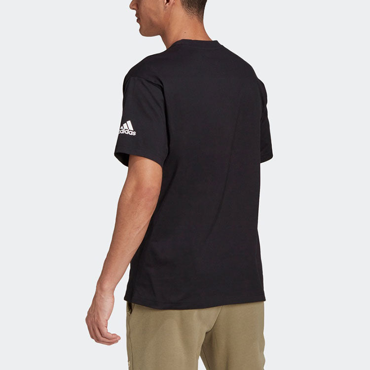 adidas Sports Stylish Round Neck Printing Logo Short Sleeve Couple Style Black GS8749