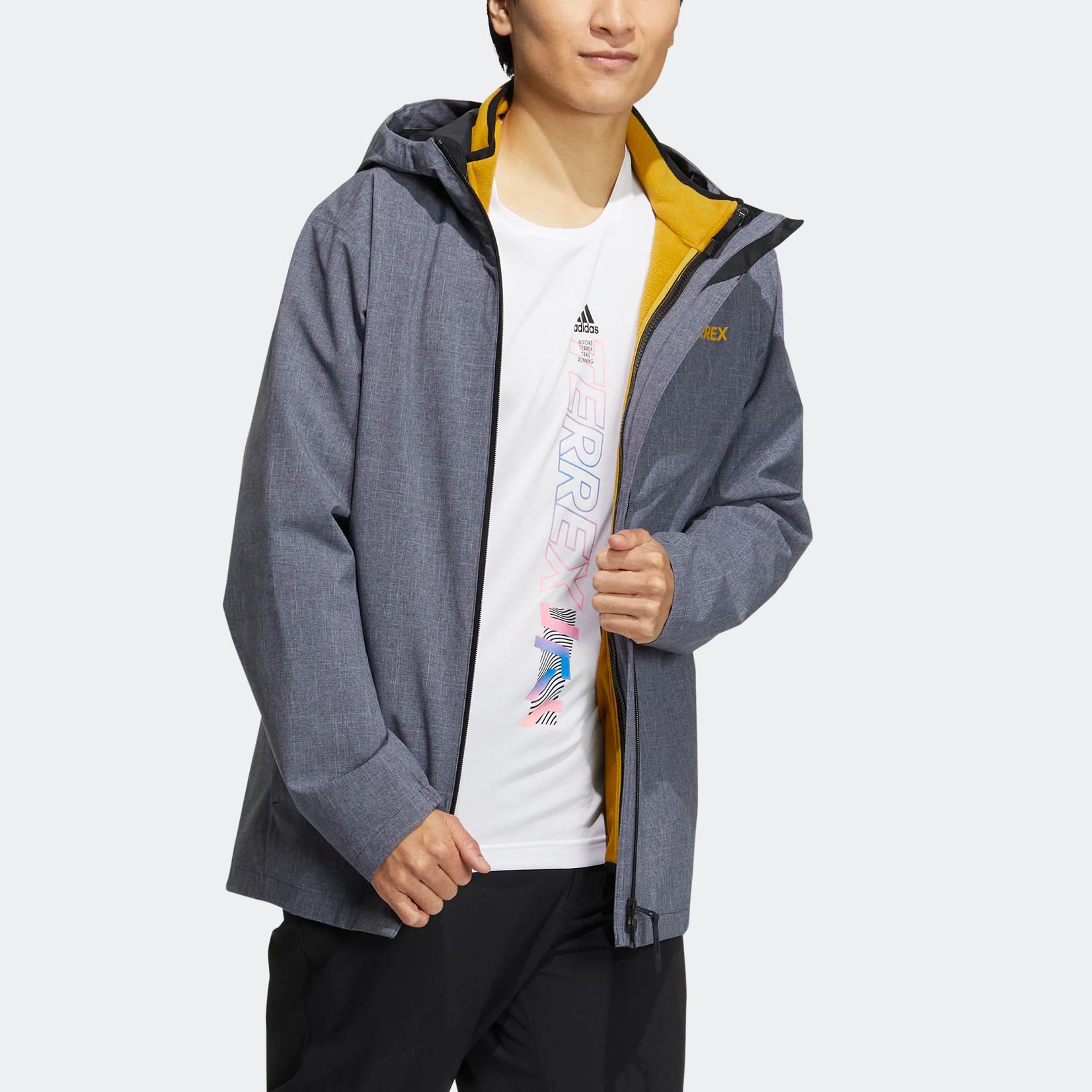 adidas Reversible Zipper Sports Hooded Jacket Gray HN2030
