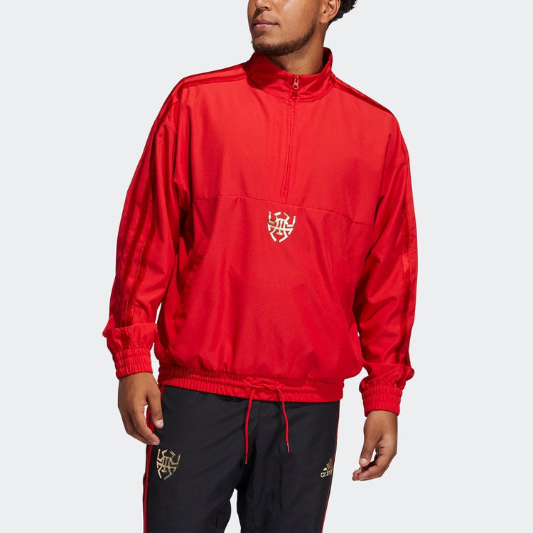 adidas Cny Dm Po Basketball Casual Sports Half Zipper Jacket Red GP0226