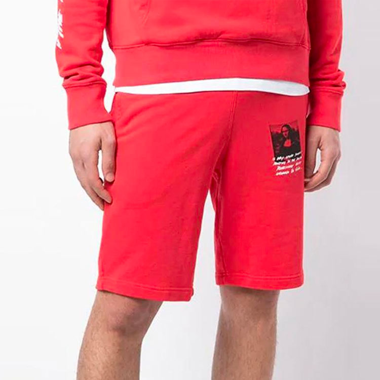 Off-White Men's Mona Lisa Printed Track Shorts Red OMCI006S190030052010