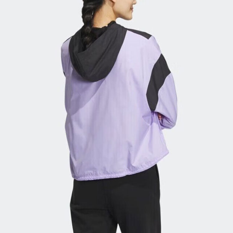 (WMNS) adidas Neo Hooded Windproof Woven Casual Jacket 'Purple Black' IK6006