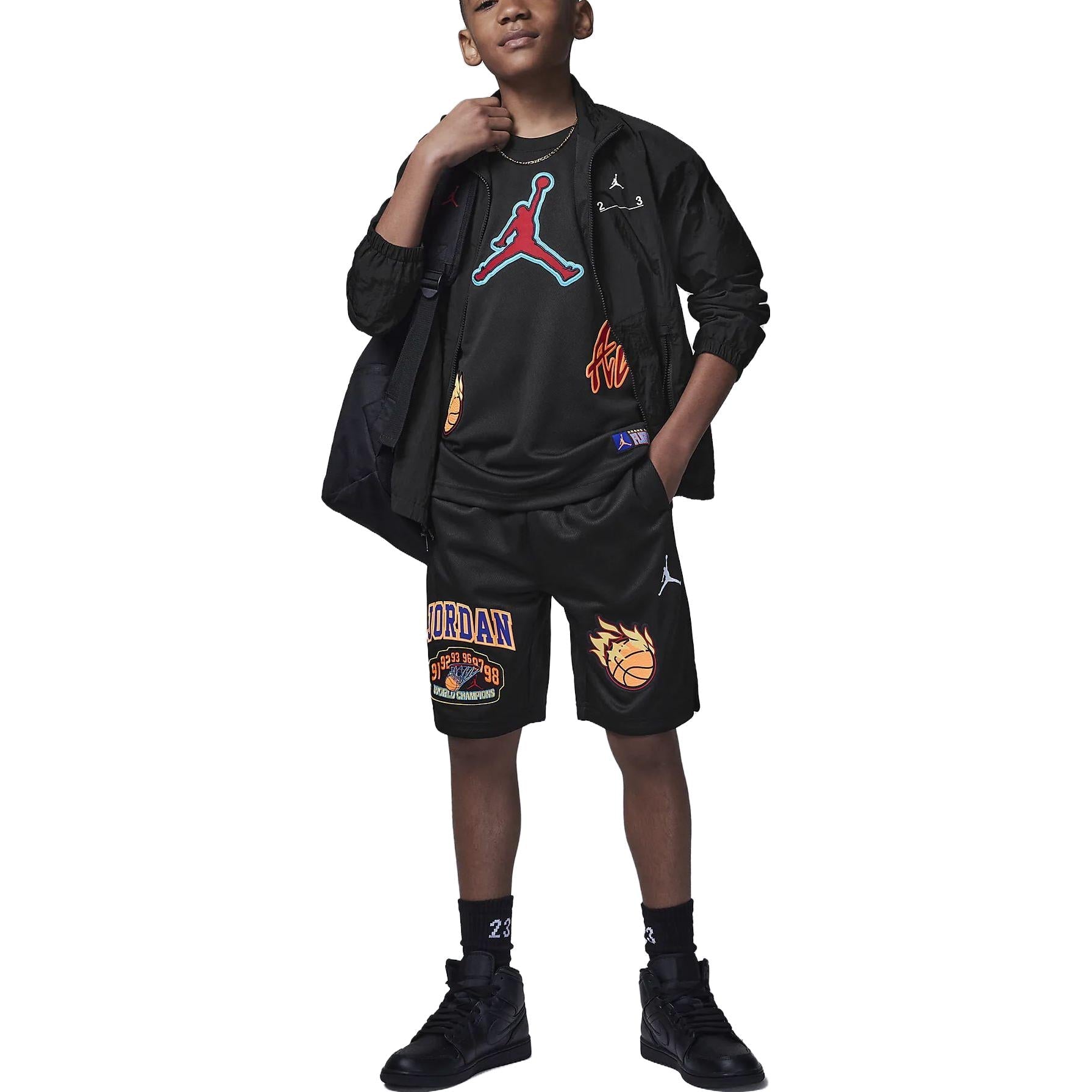 (GS) Air Jordan Logo Patch Pack Shorts 'Black' FV2711-010