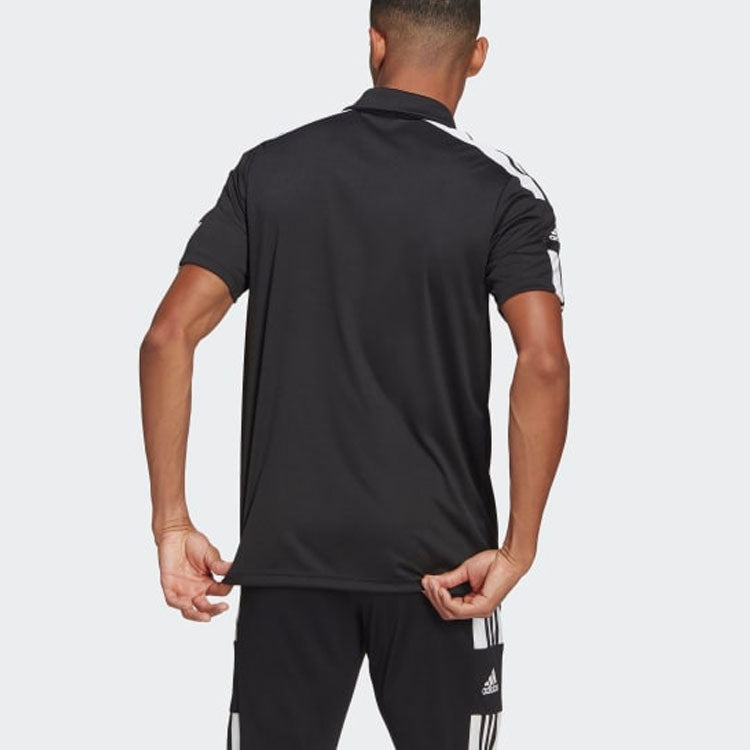 adidas Alphabet Logo Stripe Printing Short Sleeve Black Polo Shirt GK9556