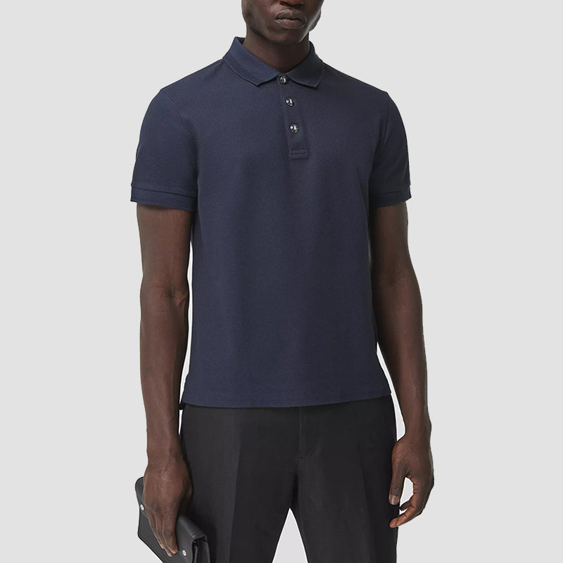 Men's Burberry SS21 Mesh Cotton Short Sleeve Polo Shirt Navy Blue 80288741