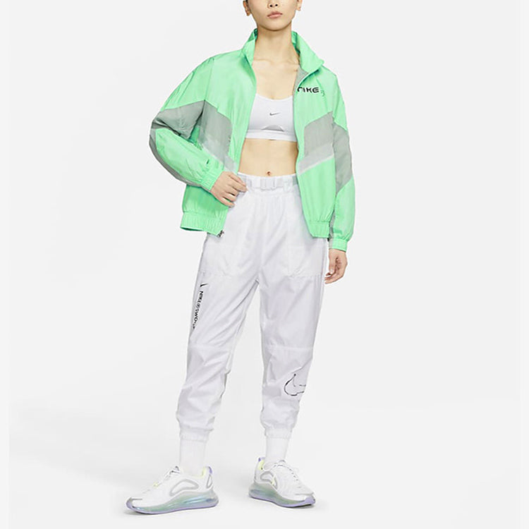 (WMNS) Nike Sportswear Sports Running Splicing Stand Collar Woven Jacket Green CZ8849-342