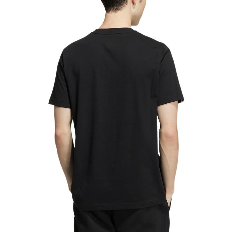 adidas neo Solid Color Logo Stripe Sports Short Sleeve Black HD4666