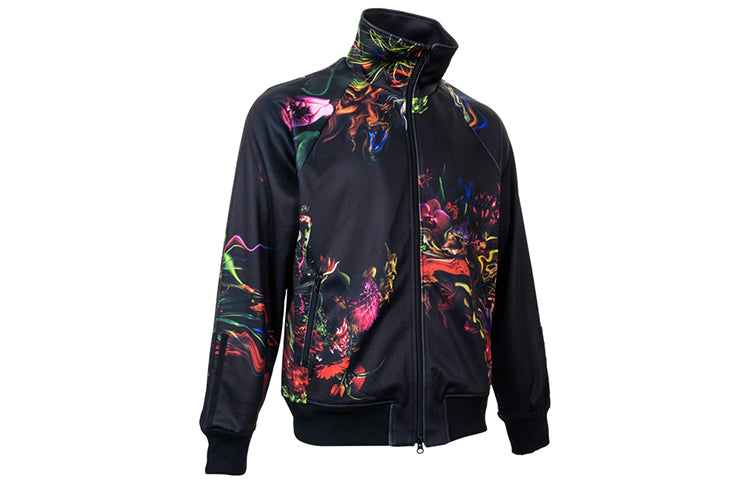Men's Y-3 Printing Pattern Stand Collar Jacket Black FJ0391IW